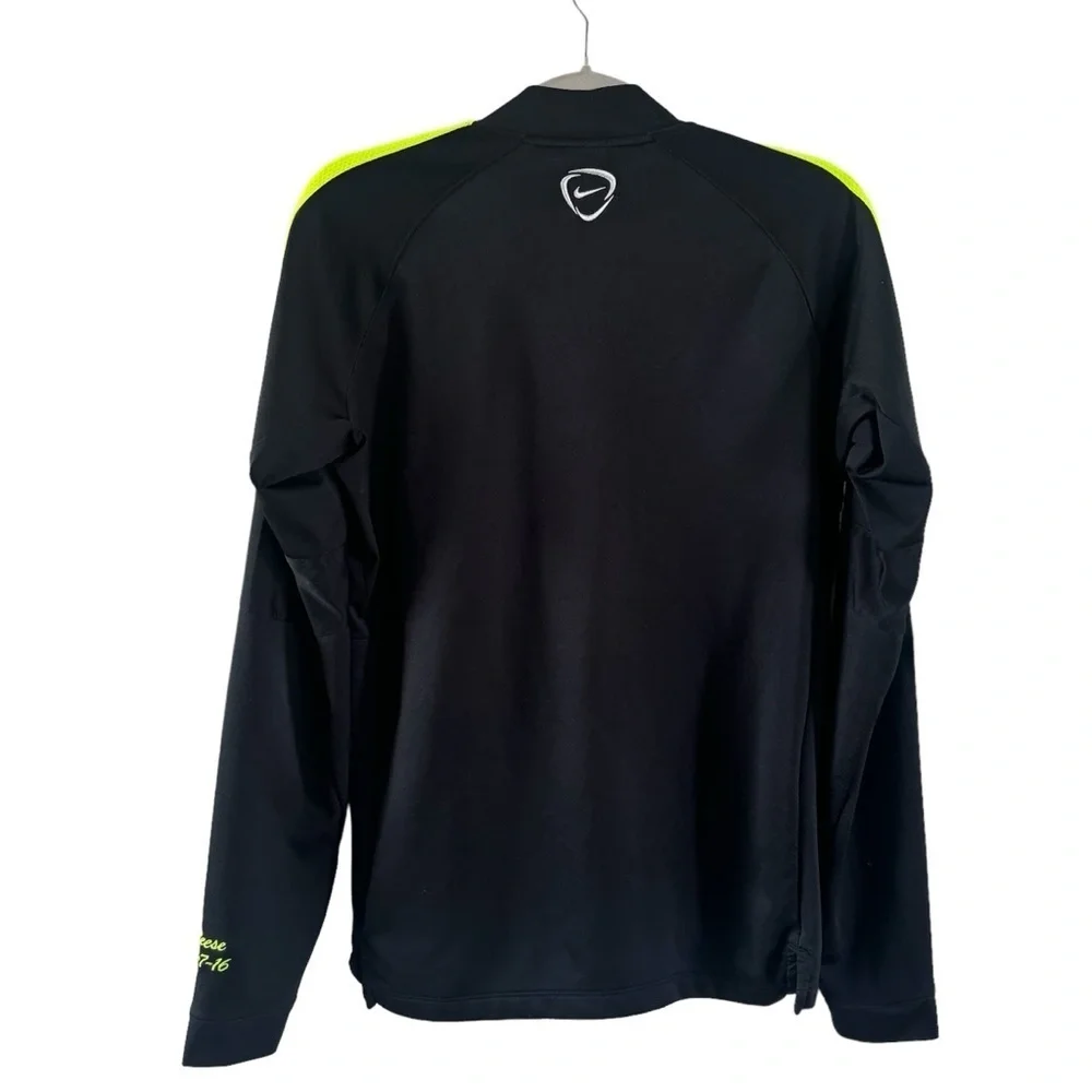 Nike Women’s 1/4 Zip Lightweight Jacket w Thumbholes Black w/ neon green Medium